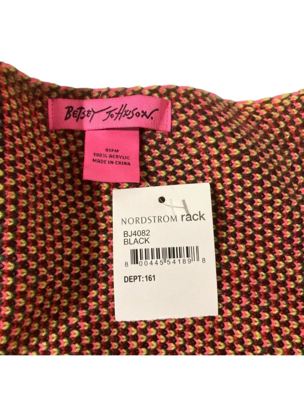 Betsey Johnson Deadstock Pink Black And Red Scarf Or Wrap
